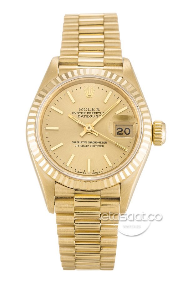 Rolex Date-just Sarı Gold Renk Bayan Kol Saati-0