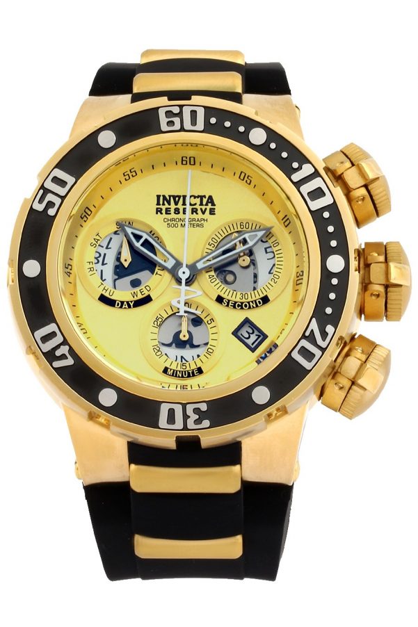 INVICTA Men’s Reserve Gold-Tone Polyurethane Band Steel Case-0